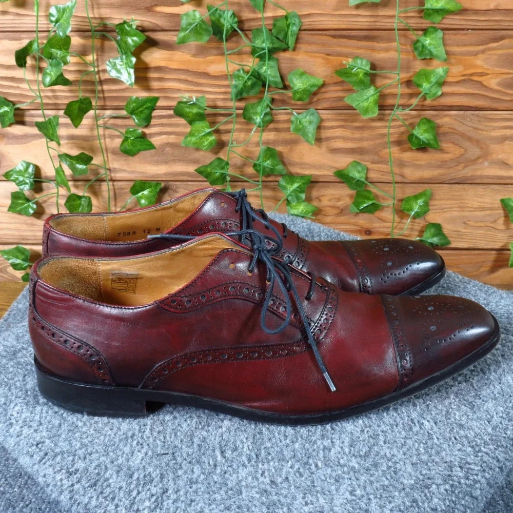Mercanti Fiorentini 7588 Mens Oxford Shoes Size 12 Formal Dress Burgundy Leather